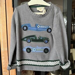 Race Cars appliqué sweater chunky knit toddler boys two fast embroidered